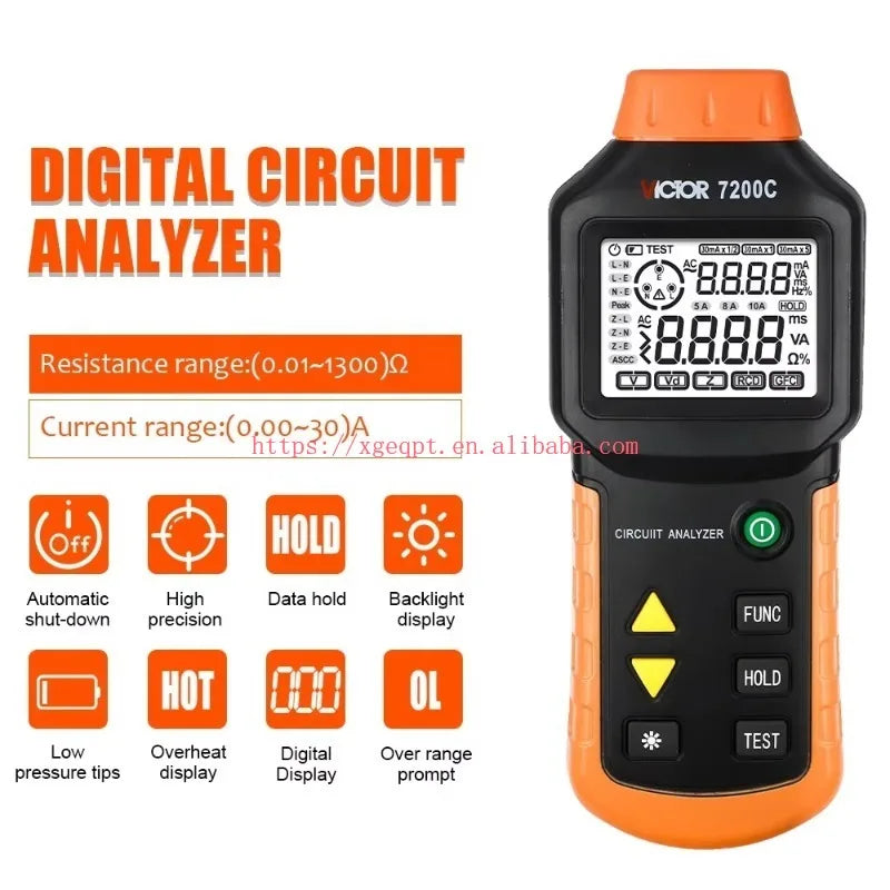 VICTOR 7200C DIGITAL CIRCUIT ANALYZER High Definition LCD Screen with 6 AAA Battery and Clearhandwriting   ytdi