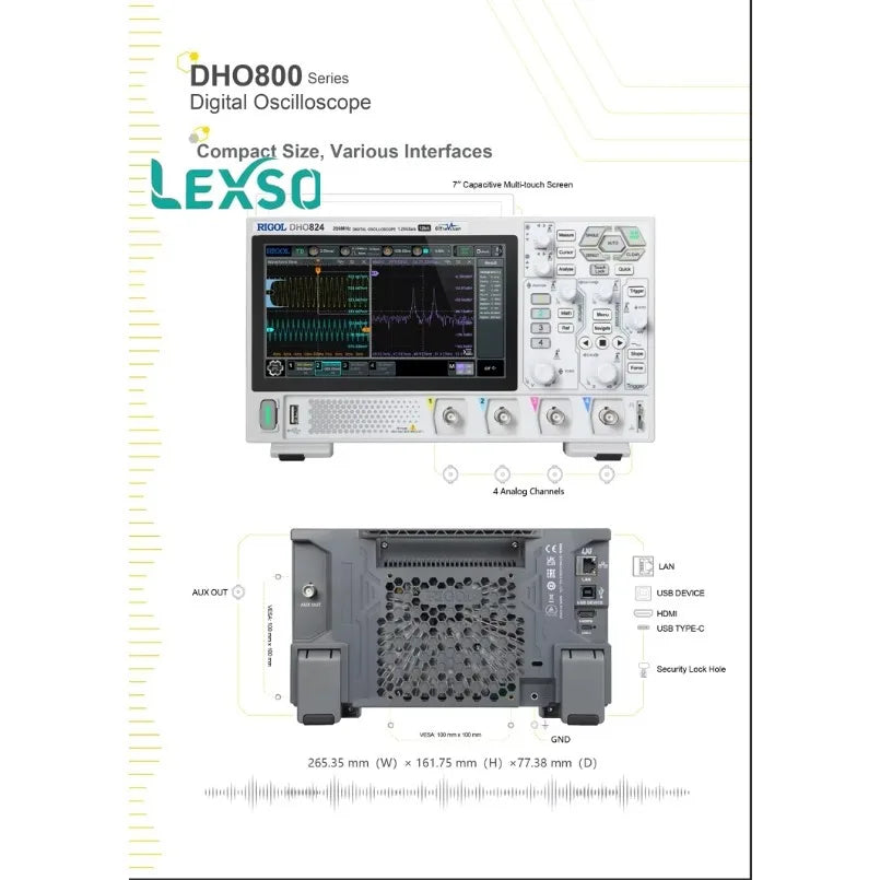 Rigol DHO812/814 100 Mhz Multi-channel Digital Oscilloscope  lexso