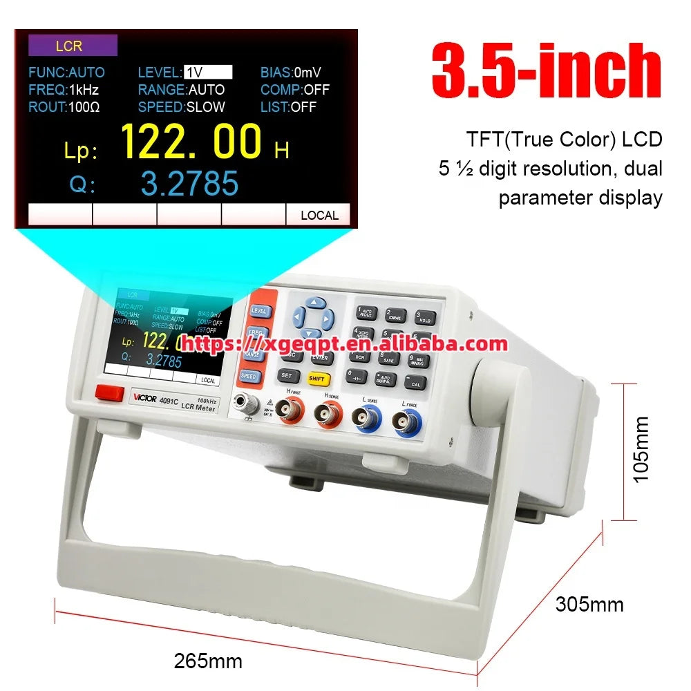 VICTOR 4091C Digital Bench Top LCR Meter 10 Hz -100 KHz Bandwidth Frequency Adjustable 10 ~ 2000 mv   ytdi