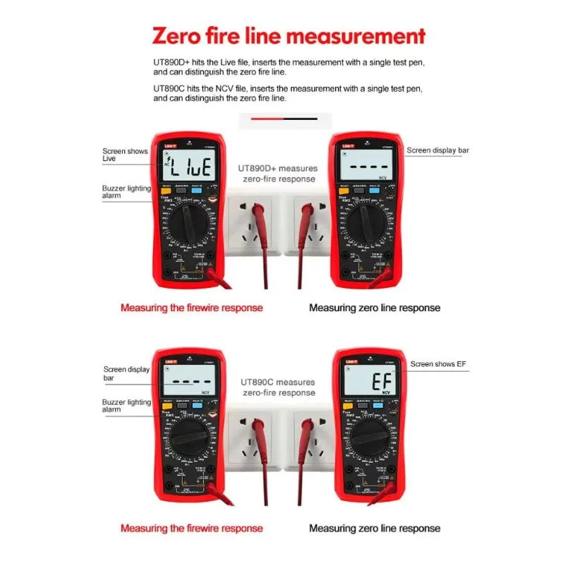 Uni-t UT890C 5999 Counts Manual Range Multimeters AC DC Frequency Meter Temperature Tester HD Backlight Digital Multimeter lexso