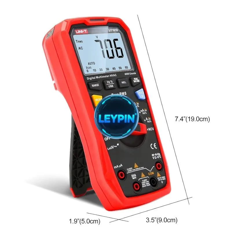 UNI-T UT161D Multimeter Kit 1000V AC/DC Volt Ohm Capacitor Tester Frequency Meter True RMS 6000 Counts    lexso
