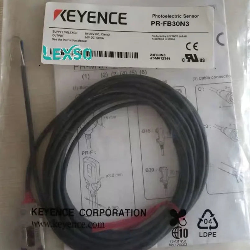 Original Keyence PR-FB30N3 Photoelectric Switch Sensor Flat Reflective Cable Type 30mm lexso   ytdi
