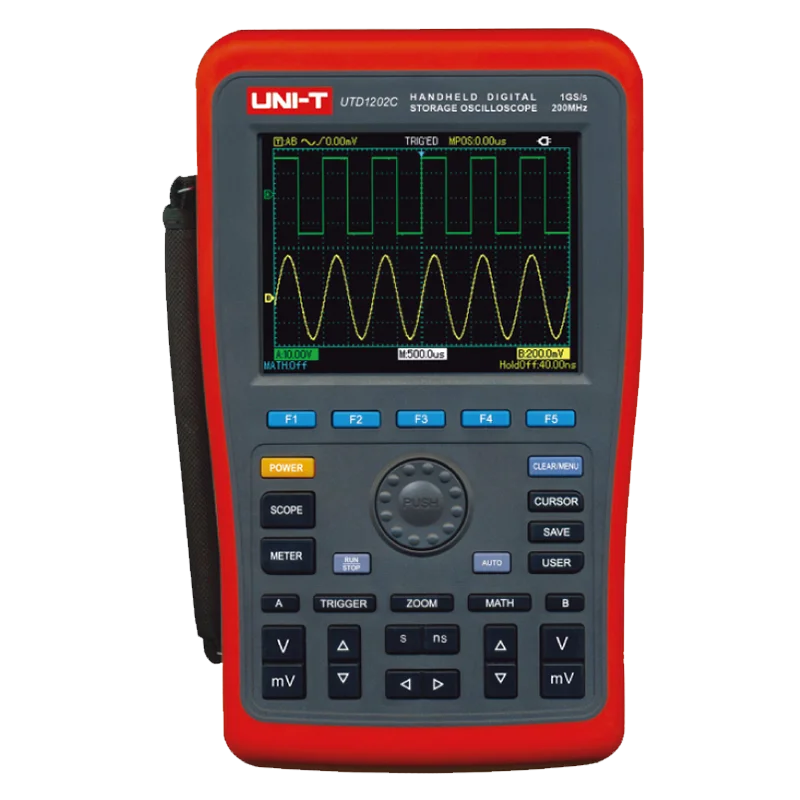 UNI-T UTD1202C Handheld Digital Storage Oscilloscope 200MHz Bandwidth 1GSA/s Sample Rate 7.5kpts Memory Depth lexso