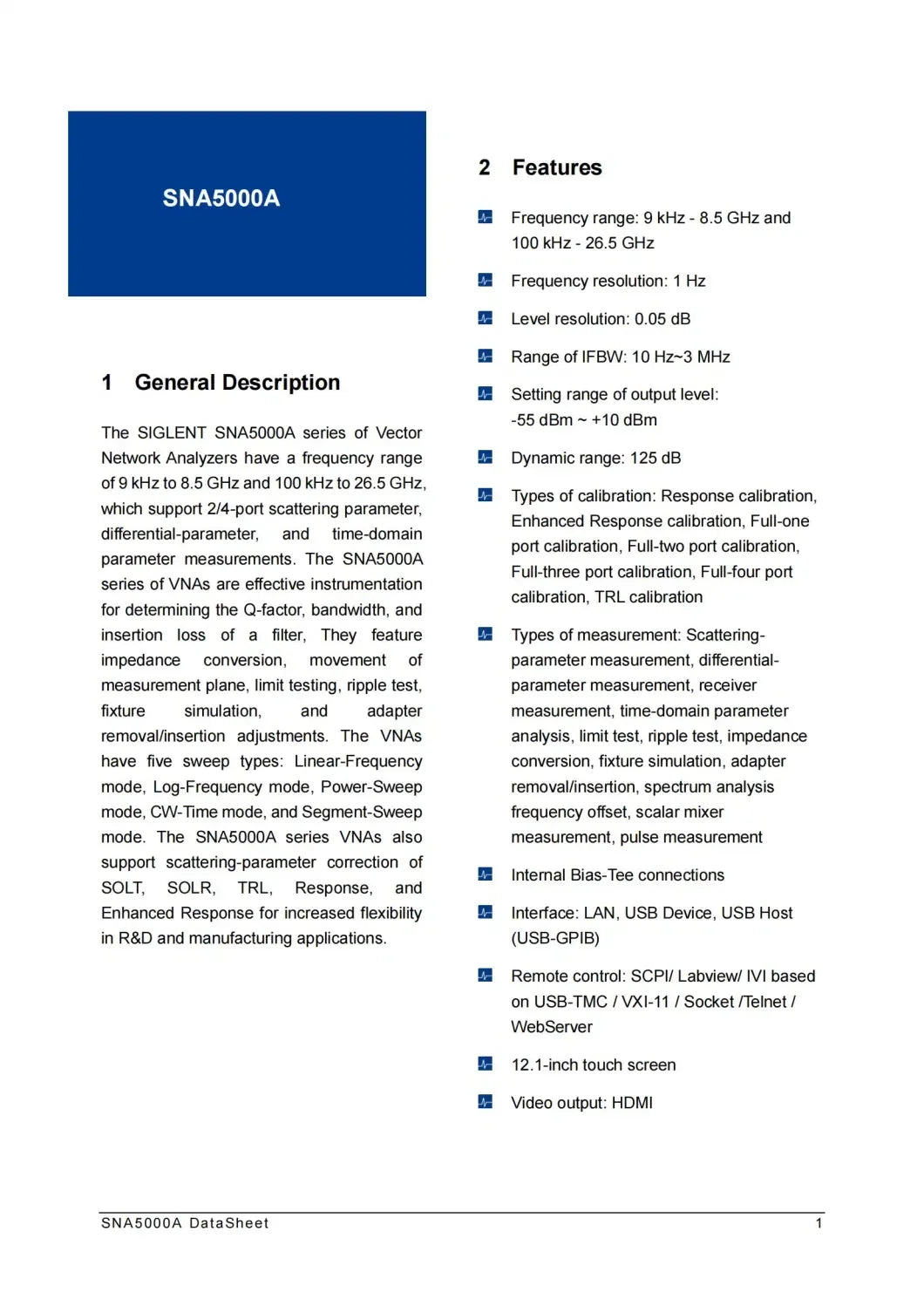 Siglent SNA5014A Vna Vector Network Analyzer Bandwidth Analysis    ytdi