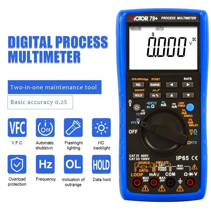 VICTOR VC 79+ Process Meter With Measure and Output Function Tc RTD Pt100 Cu50 VFC Thermocouple Calibrator Process LS   ytdi