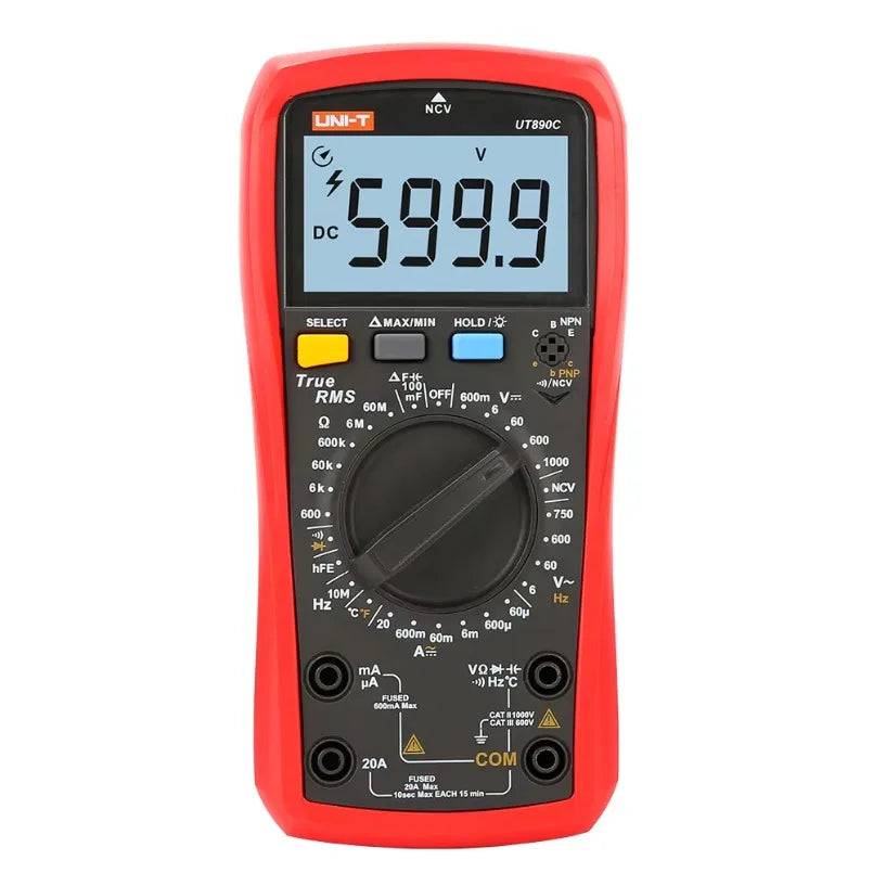 UNI-T UT890C AC DC 20A 1000V 6000 Counts RMS Digital Multimeters LCD Display Voltage Current Resistance Multimeter Digital lexso