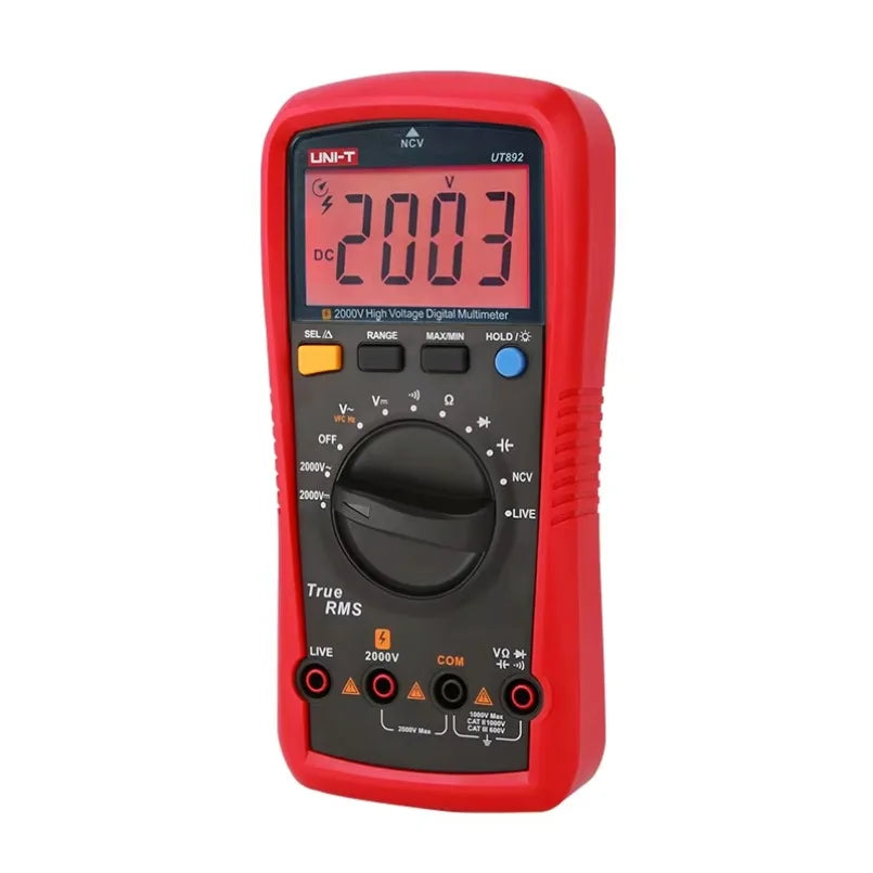 UNI-T UT892 Digital Multimeter 2000V High Voltage Detector AC DC Voltmeter Capacitance Resistance NCV LIVE Diode VFC Tester lexso