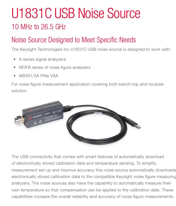 Keysight U1832A USB Smart Noise Source, 10 MHz to 18 GHz