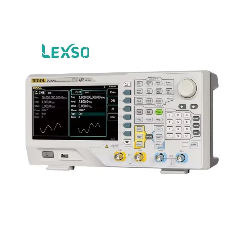RIGOL DG4062 2-Channel Waveform Generator 60MHz 500Msa/s 7-inch WVGA Large Screen Accurate Measurement lexso