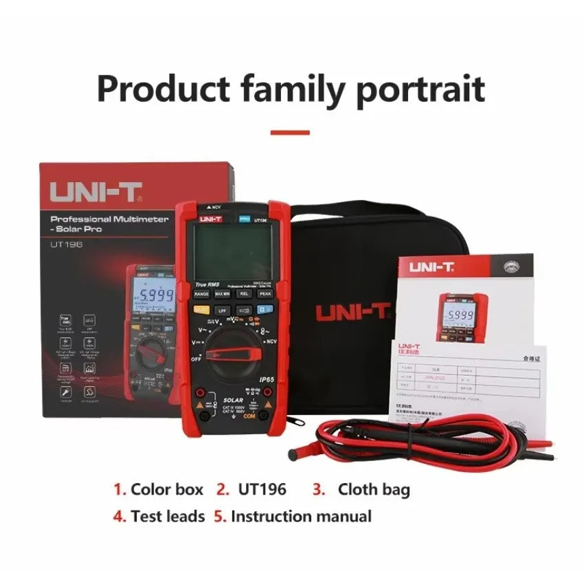 UNI-T Professional Digital Multimeter UT196 1500V AC DC Voltage Tester True RMS Capacimeter Resistance Frequency Meter IP65 LS    ytdi