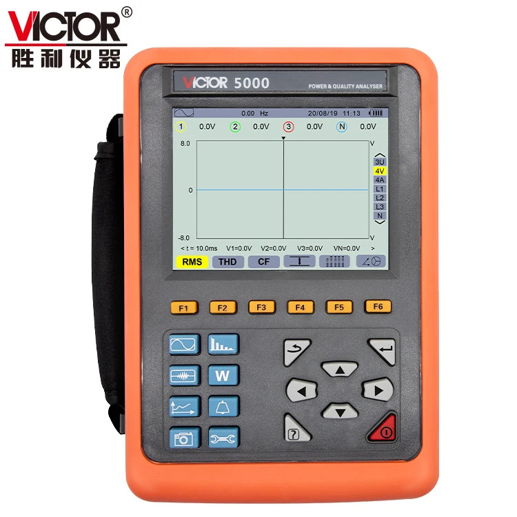 VICTOR 5000 1000A Current Sensor Handheld Electrical Energy Analyzer Meter 4 Channel Voltage Current USB 3 Phase Smart Digital   ytdi