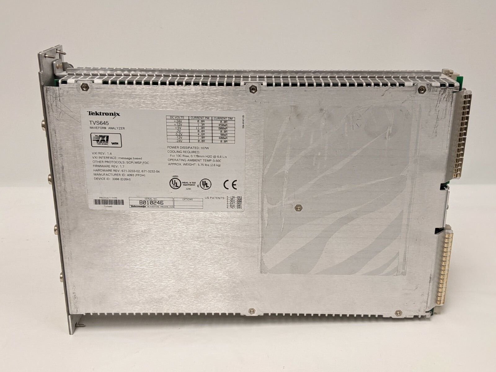 Tektronix TVS645 Waveform Analyzer Module Firmware REV: 1.7 VXI REV: 1.4    ytdi